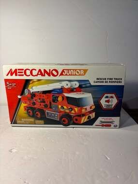 Meccano Junior Rescue Fire Truck STEAM Building Kit with Lights and Sounds